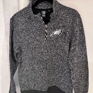 NFL Gray Zip Up Sweater with Quarter Zip Style and Soft Texture